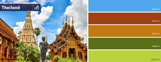 Die Interior-Farben der Städte Thailands