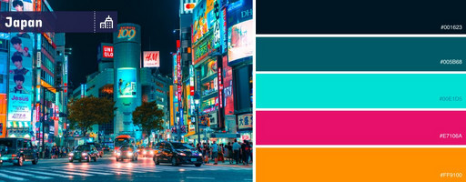 Die Interior-Farben der Städte Japans