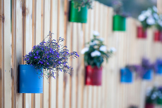 flower pot hanging on the wall